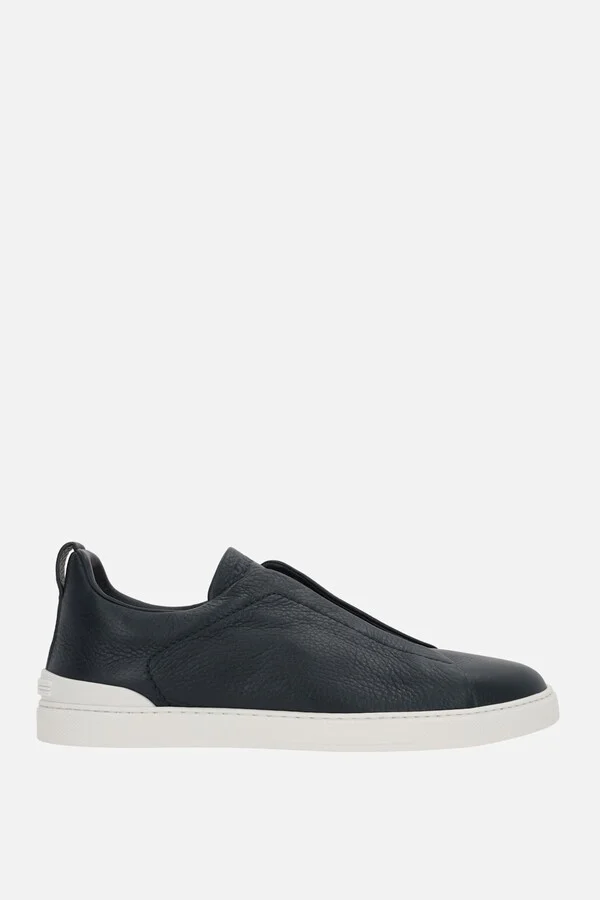 Triple Stitch Grainy Leather Sneakers