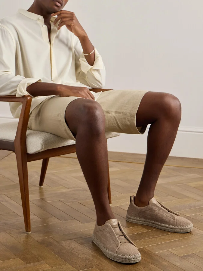 Triple Stitch™ Leather-Trimmed Canvas Slip-On Sneakers - Image 2