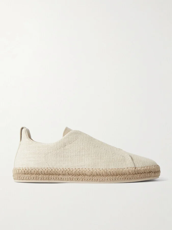 Triple Stitch™ Leather-Trimmed Canvas Slip-On Sneakers