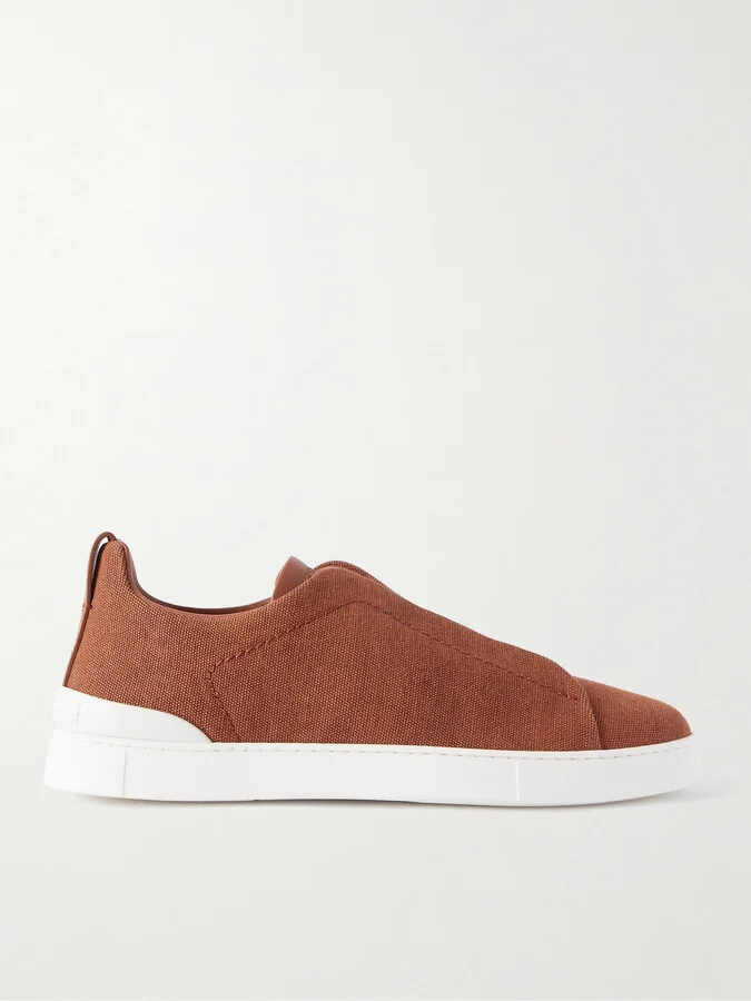 Triple Stitch™ Leather-Trimmed Canvas Slip-On Sneakers