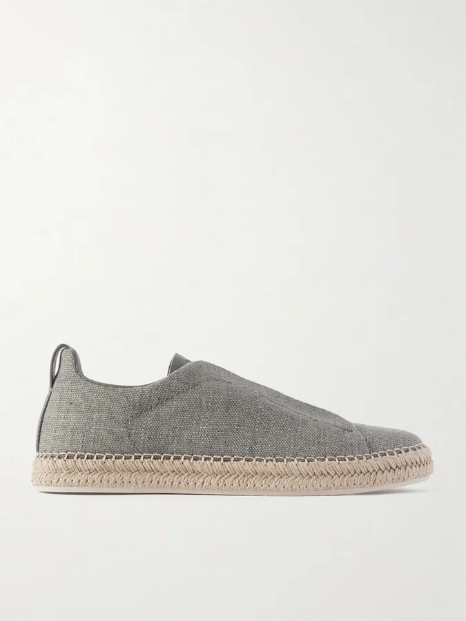 Triple Stitch™ Leather-Trimmed Canvas Slip-On Sneakers