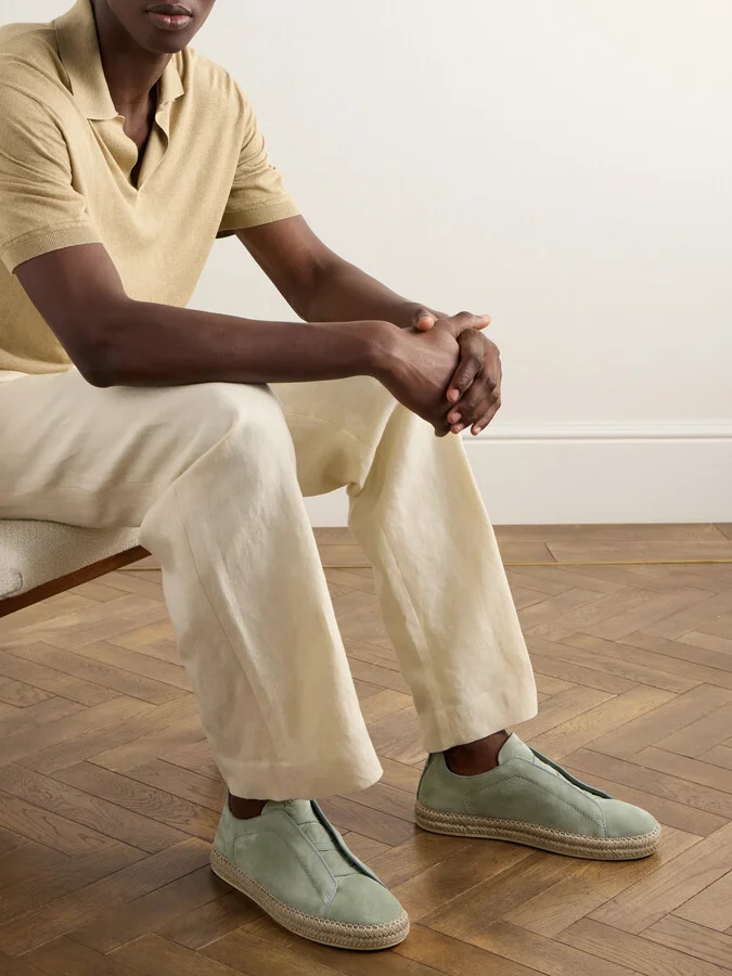 Triple Stitch™ Leather-Trimmed Suede Slip-On Sneakers - Image 2