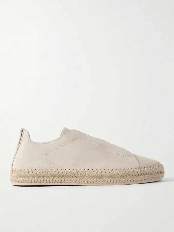 Triple Stitch™ Leather-Trimmed Suede Slip-On Sneakers