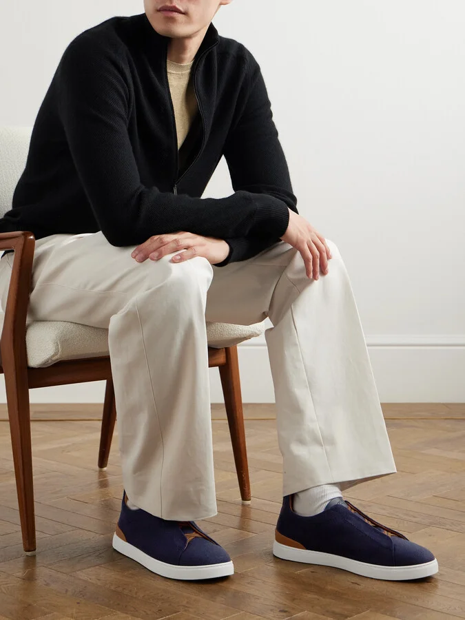 Triple Stitch™ Leather-Trimmed Wool Slip-On Sneakers - Image 2