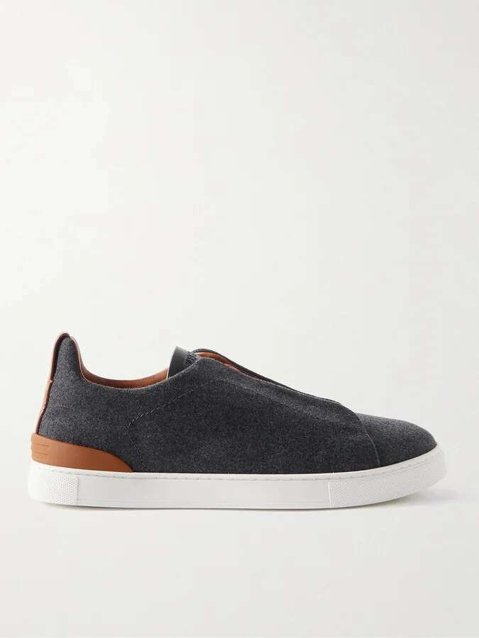 Triple Stitch™ Leather-Trimmed Wool Slip-On Sneakers