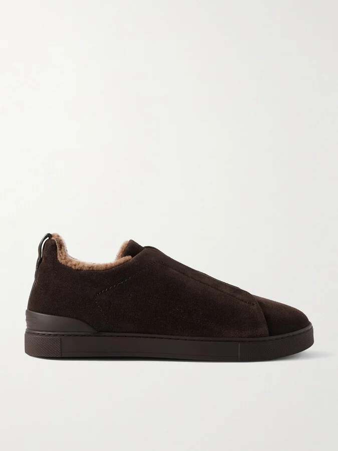 Triple Stitch™ Shearling-Lined Suede Slip-On Sneakers