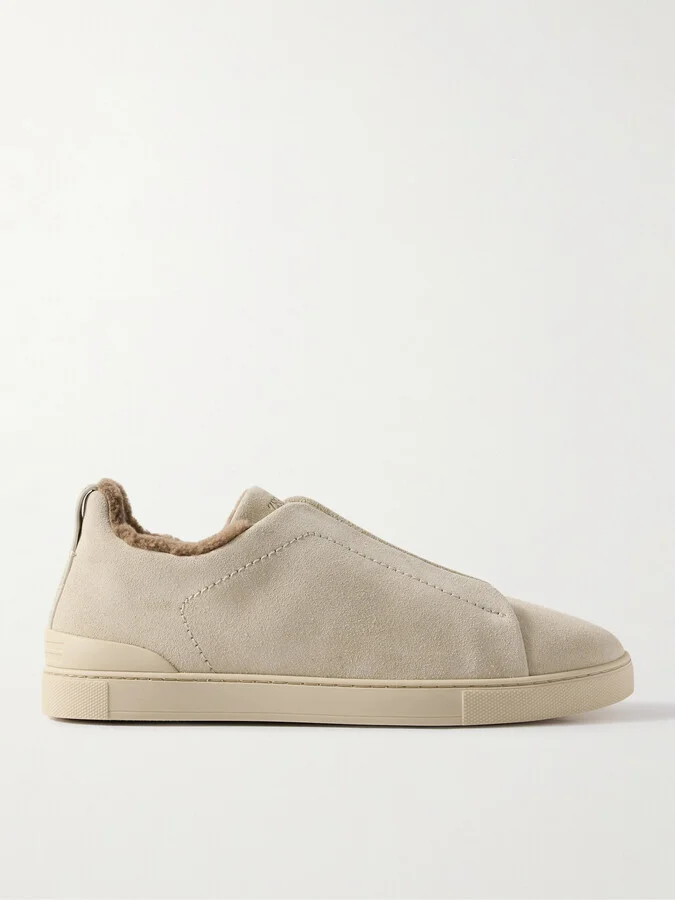 Triple Stitch™ Shearling-Lined Suede Slip-On Sneakers