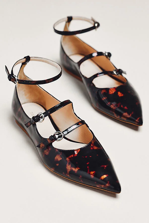 Triple-Strap Mary Jane Flats