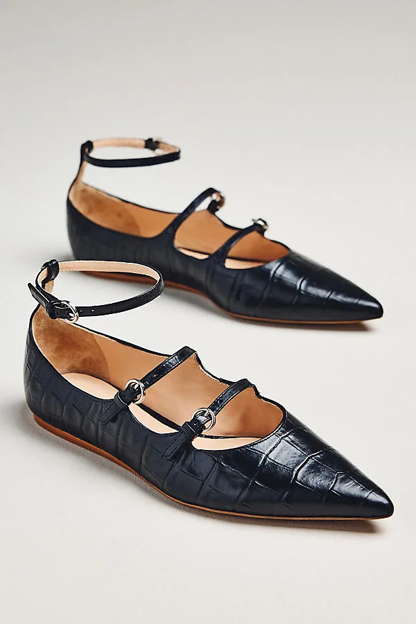 Triple-Strap Mary Jane Flats