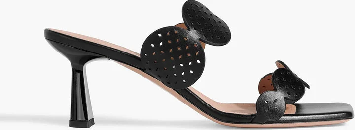 Trish 65 laser-cut leather mules