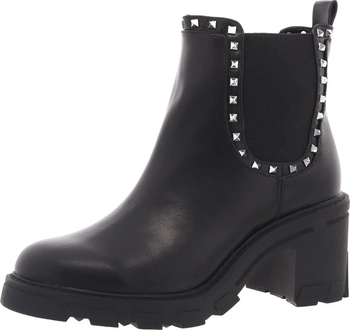 Trista Womens Studded Faux Leather Chelsea Boots
