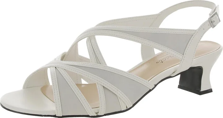 Tristen Womens Faux Leather Shimmer Heel Sandals
