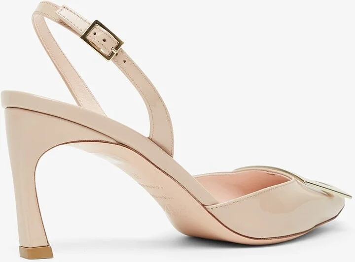 Trompette 70 beige patent slingback pumps - Image 3