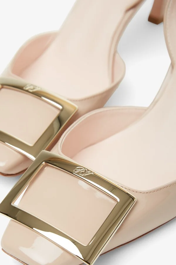 Trompette 70 beige patent slingback pumps - Image 4