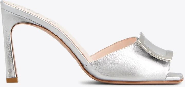 Trompette 85 Metal Buckle Mules in Leather