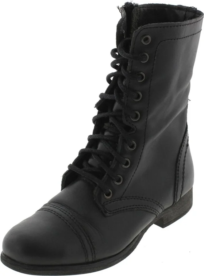 Troopa Womens Leather Lace Up Combat Boots