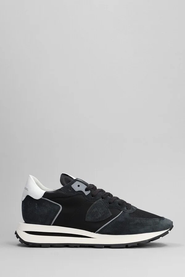 Tropez Haute Low Sneakers In Black Suede And Fabric