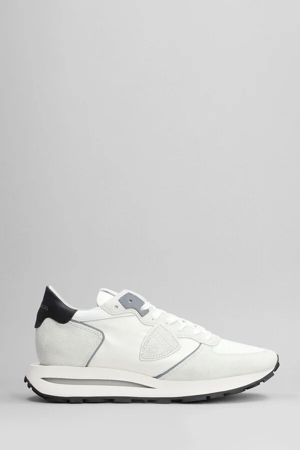 Tropez Haute Sneakers In White Suede And Fabric