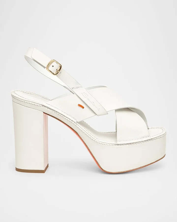 Tropez Leather Crisscross Platform Sandals