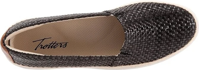 Trotters Accent Women's Slip on Shoes Black Braided Veg : 9 WW (EE), Linen/Textile - Image 2