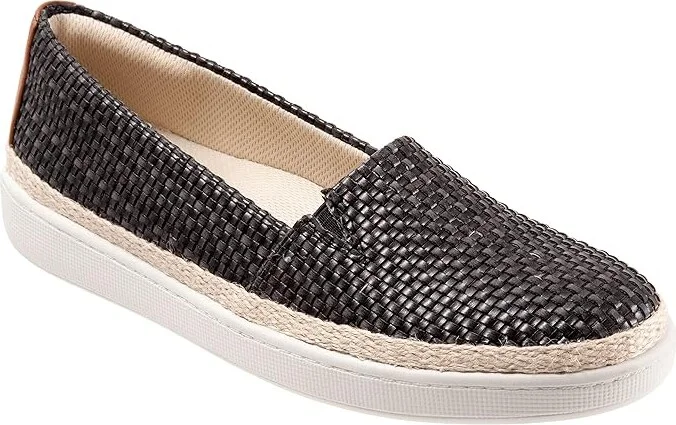 Trotters Accent Women's Slip on Shoes Black Braided Veg : 9 WW (EE), Linen/Textile