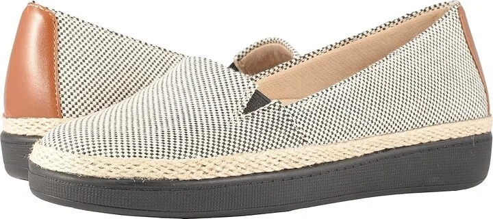 Trotters Accent Women's Slip on Shoes Black/Rust Linen/Smooth Man Made : 7.5 M (B), Textile