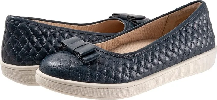 Trotters Anna Women's Flat Shoes Navy : 9.5 M (B), Leather