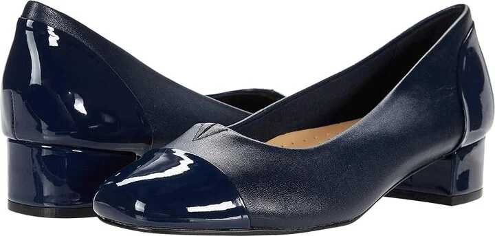 Trotters Daisy Women's Shoes Navy Leather/Patent Leather : 9 WW (EE)
