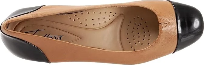 Trotters Daisy Women's Shoes Tan Leather/Black Patent Veg : 6 W (D), Synthetic - Image 2