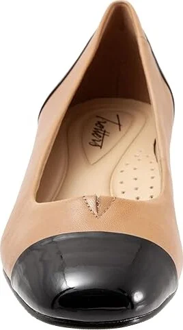 Trotters Daisy Women's Shoes Tan Leather/Black Patent Veg : 6 W (D), Synthetic - Image 5