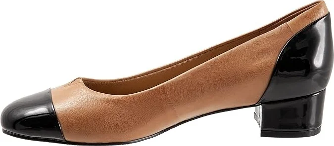 Trotters Daisy Women's Shoes Tan Leather/Black Patent Veg : 6 W (D), Synthetic - Image 6