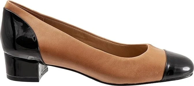 Trotters Daisy Women's Shoes Tan Leather/Black Patent Veg : 6 W (D), Synthetic - Image 7