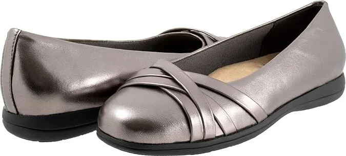Trotters Daphne Women's Flat Shoes Pewter : 10.5 W (D), Leather
