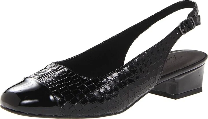 Trotters Dea Woven Women's Shoes Black Metallic Croco : 8 S (3A), Leather - Image 2