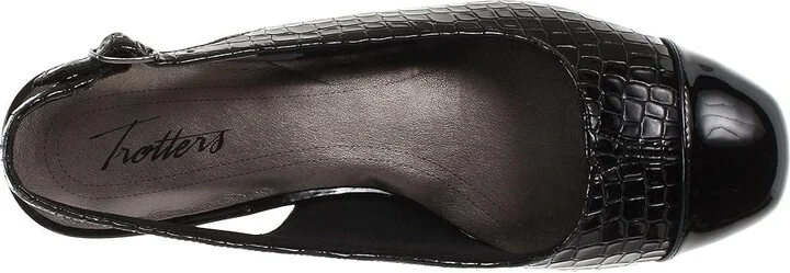 Trotters Dea Woven Women's Shoes Black Metallic Croco : 8 S (3A), Leather - Image 3