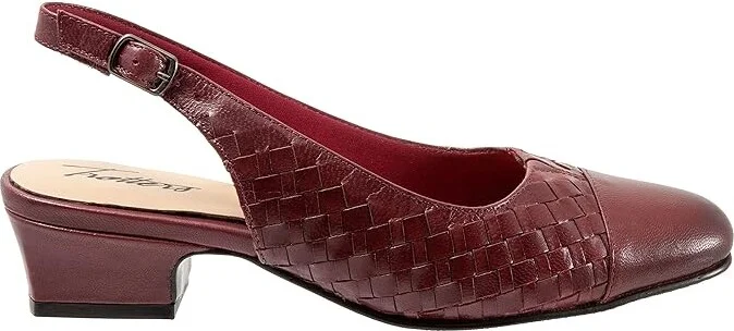 Trotters Dea Woven Women's Shoes Dark Red : 11 WW (EE), Leather - Image 7