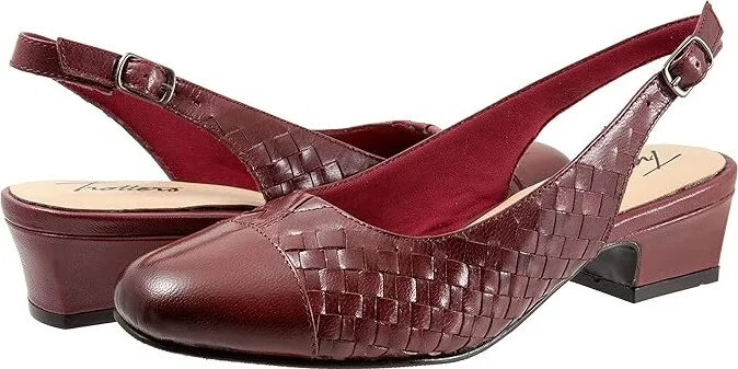Trotters Dea Woven Women's Shoes Dark Red : 11 WW (EE), Leather