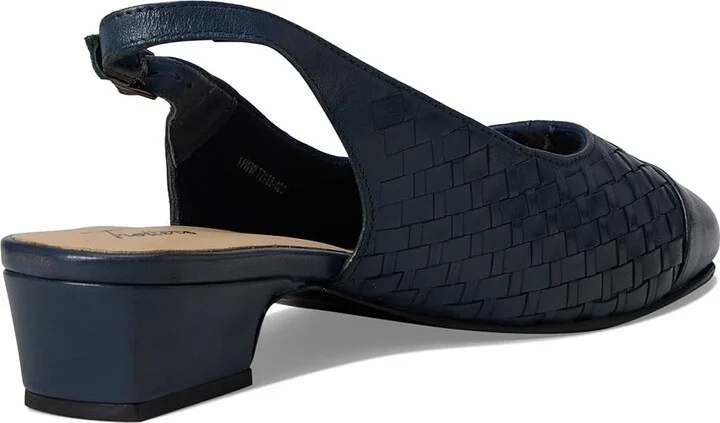 Trotters Dea Woven Women's Shoes Navy : 9.5 WW (EE), Leather - Image 4