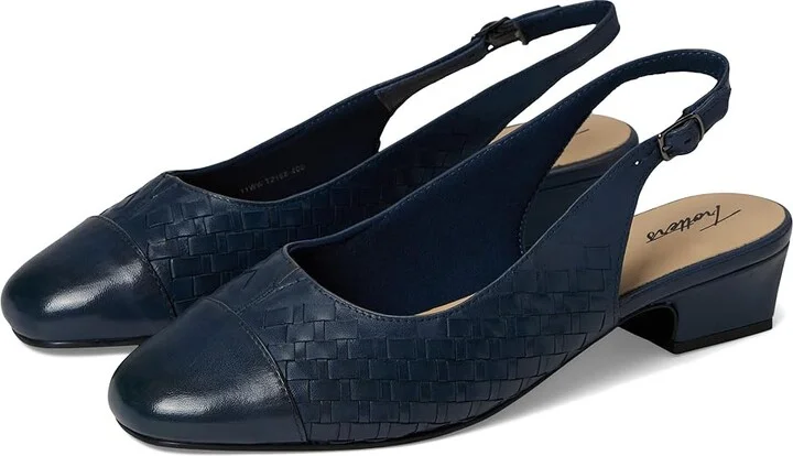 Trotters Dea Woven Women's Shoes Navy : 9.5 WW (EE), Leather