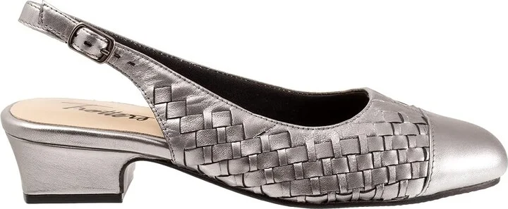 Trotters Dea Woven Women's Shoes Pewter : 7 WW (EE), Leather - Image 7