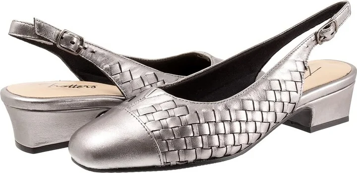 Trotters Dea Woven Women's Shoes Pewter : 7 WW (EE), Leather