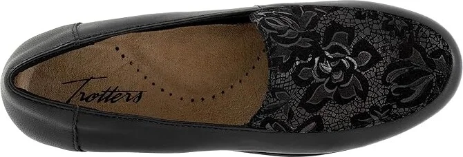 Trotters Deanna Women's Shoes Black Floral : 8 M (B), Leather/Textile - Image 2