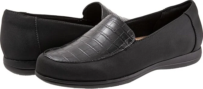 Trotters Deanna Women's Shoes Black Micro : 6 W (D), Leather