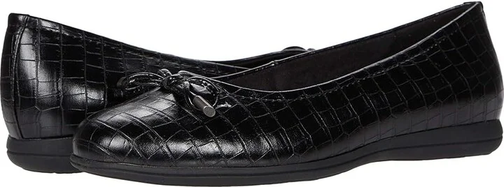 Trotters Dellis Women's Shoes Black Croco Veg Calf Leather : 7 N (AA)