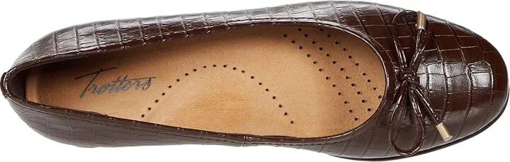 Trotters Dellis Women's Shoes Dark Brown Croco Veg Calf Leather : 8.5 N (AA) - Image 2