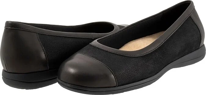 Trotters Delmara Women's Flat Shoes Black Nubuck : 9 M (B), Leather