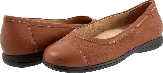 Trotters Delmara Women's Flat Shoes Luggage Nubuck : 9 W (D), Leather
