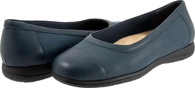Trotters Delmara Women's Flat Shoes Navy Nubuck : 12 M (B), Leather