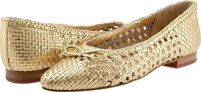 Trotters Edith Women's Flat Shoes Gold Metallic : 10.5 W (D), Leather