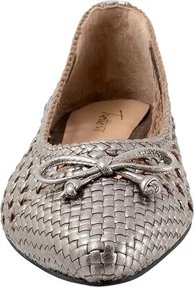 Trotters Edith Women's Flat Shoes Pewter Metallic : 12 M (B), Leather - Image 5